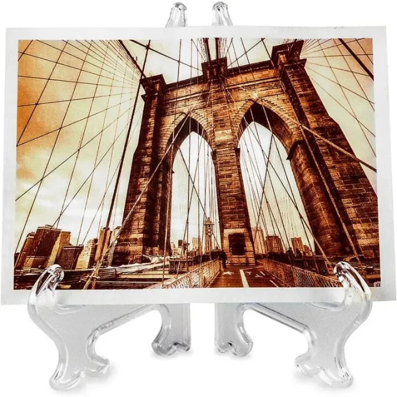 30/1x Clear Plastic Acrylic Easels Table Top Plate Holder Dish Bowl Racks Photos Picture Frame Folding Storage Home Decor Holder