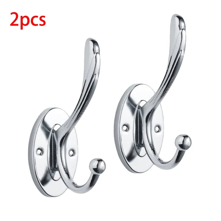 2/4pcs metal wall hooks, wall-mounted aluminum material hooks - Easy to install, adhesive type, suitable for clothes, hats.