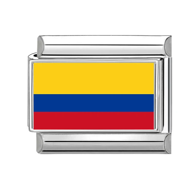 2025New Colorful World National Flag Photo Italian Charm Link Fit 9mm Women Men Bracelet Stainless Steel Jewelry Making Bead DIY