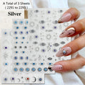 3/6/12 Sheets Gold Silver Evil Eye Nail Art Stickers Moon Star Sun Protection Nail Decals for Women DIY Boho Nail Design