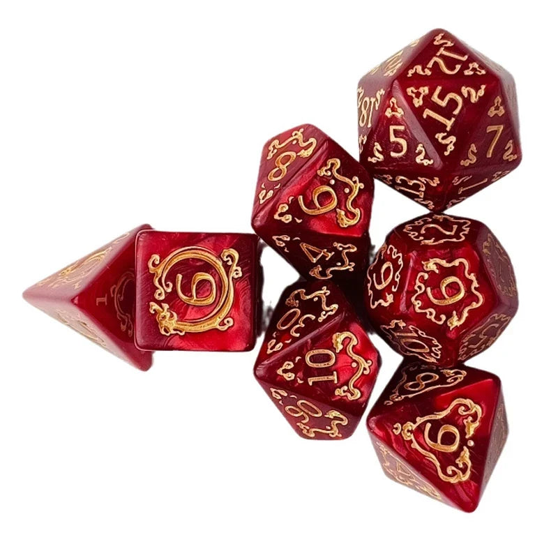New Pattern Multi sided Dice Digital Dice Running Team Board Game AccessoriesMulti sided Sieve Game Dragon Pattern 7Dices: Blue