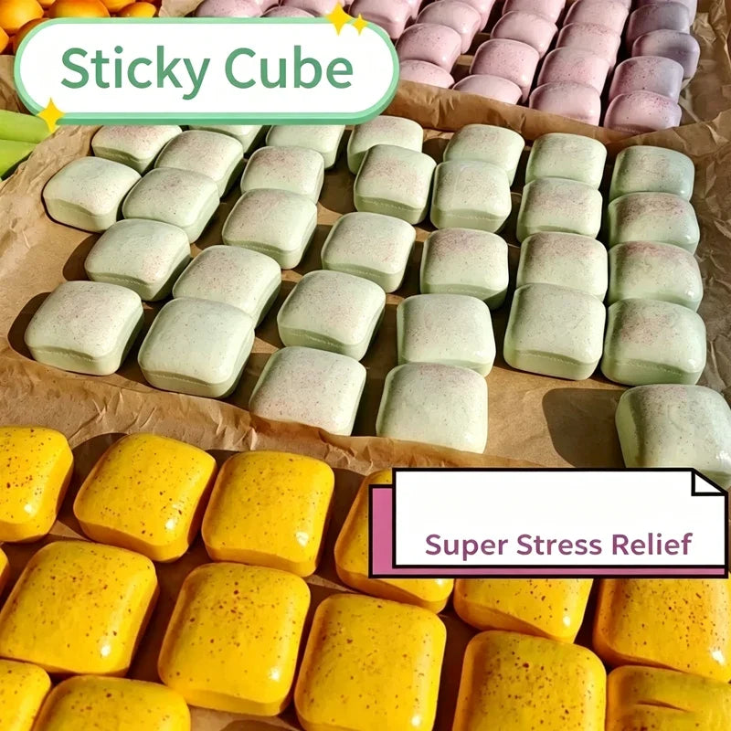 Sticky Cube Slow‑Rising Squishy Toy, PU Ultra‑Wet Soft Tacky Hand‑Feel Fidget Toy, Decompression Stress Relief Squeeze Toy