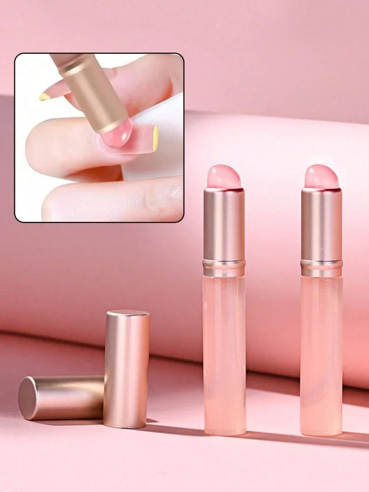 Klimonla Nail Art Silicone Brush Reusable Mirror Powder Pigment Applying Manicure Tool Soft Q-elastic Smudge Nail Brush Stick