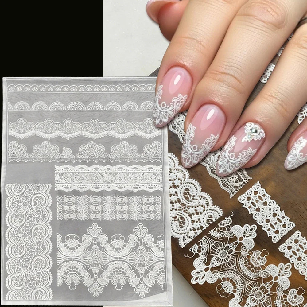 3D Relief Ultra-Thin Lace Silicone Nail Art Mold 83*65mm French Lacework Pattern Nail Stamping Hollow Rose Manicure Tools