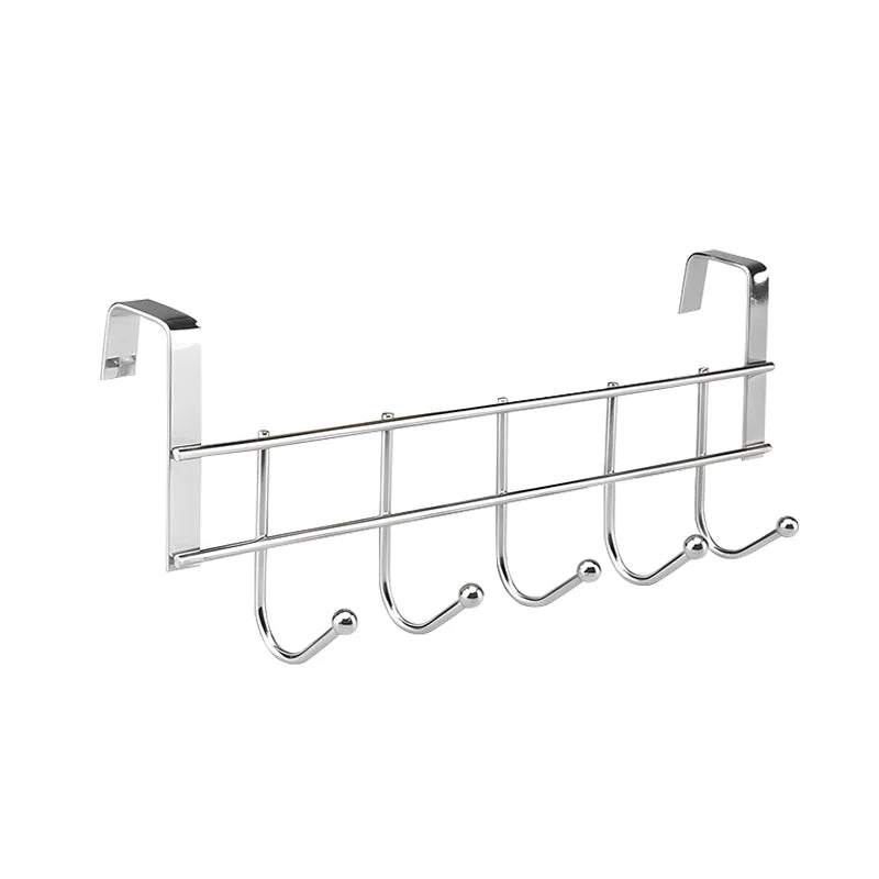 1/2pcs Stainless Steel 5-Hook Cabinet Hooks Rust-Resistant Storage Rack for Behind Doors Kitchens Cabinets and Bathrooms
