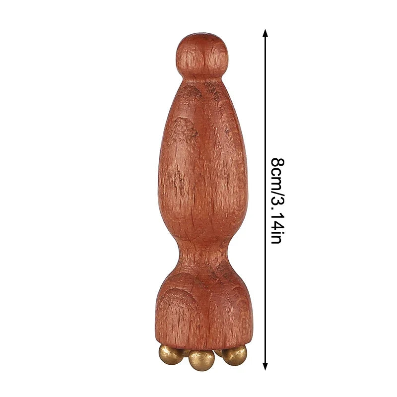 Mini Lotus Seedpod Brass Bead Wood Facial Gua Sha Eye Facial Point Massager Relaxatiow Meridians Acupoint Massage Tool"