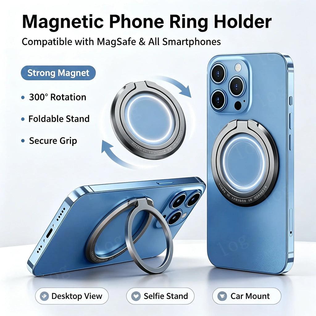 For MagSafe Magnetic Foldable Finger Ring Holder Stand Grip Mount for iPhone Android Smartphones
