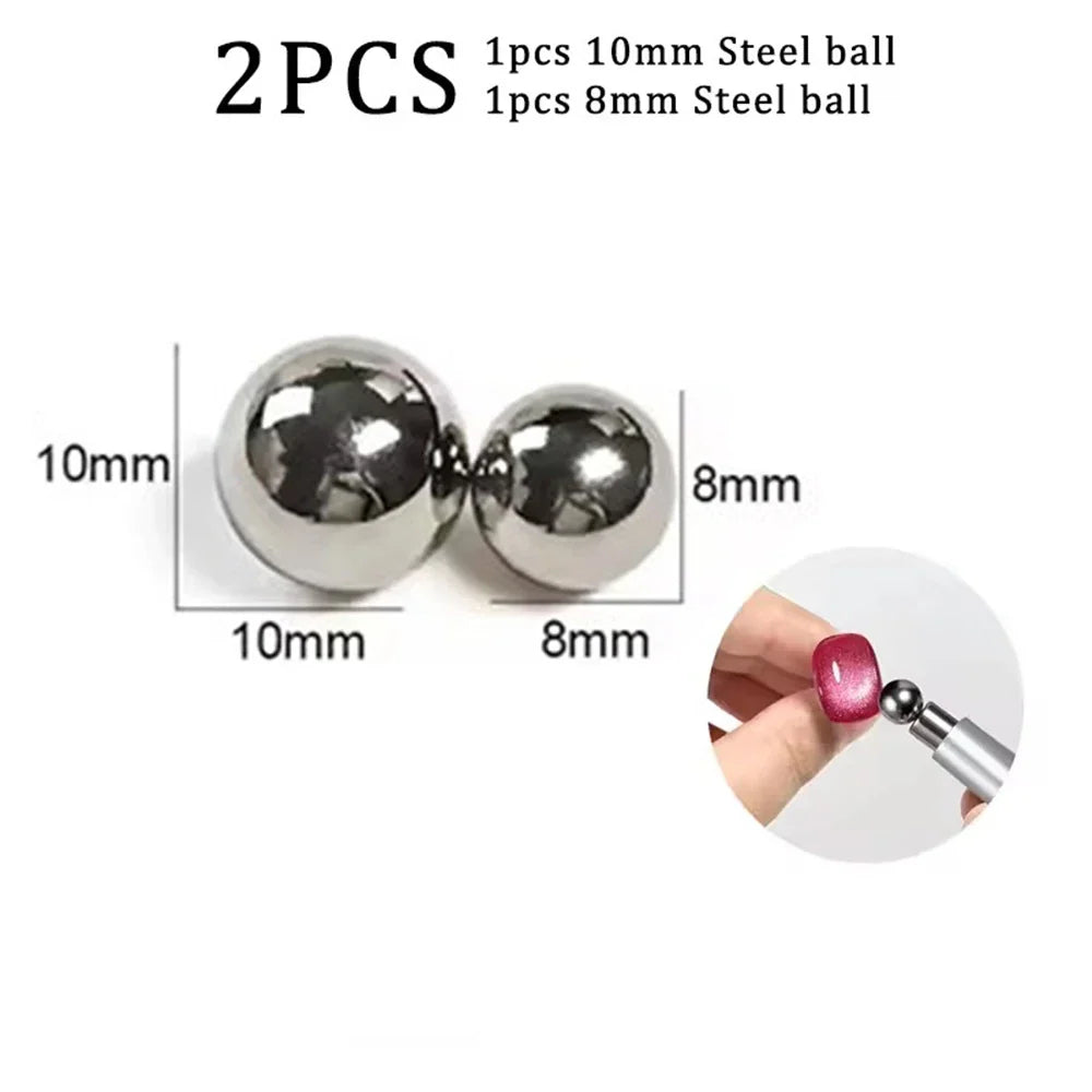 Nail Cat Eye Magnetic Ball With Nail Magnetic Stick Tool Set Double-head Strong Magnet Pen 3D Cat Eye Gel Nail Supplies
