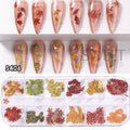 12 Grids Autumn Faux Maple Leaves Nail Sequins Set Simulated Fall Leaf Flakes Design Decor DIY Charm Manicure Accessories Slices
