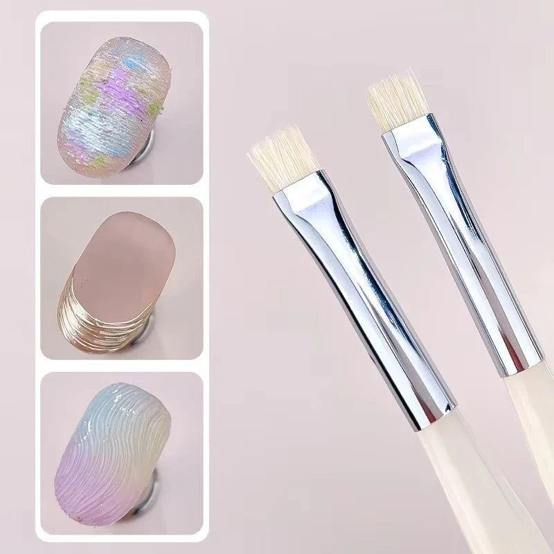 Kaniu 1/2Pcs Hard Bristle Nail Art Brush Beginner Friendly Modeling Brush Gel Painting Stripe Pen for DIY Nail Art Painting Tool