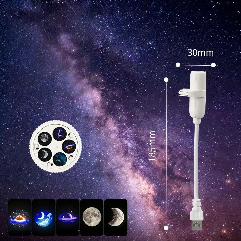 Starry Sky Light 5/10/15 Patterns Bedroom Creative LED Night Light 360 ° Rotating USB Moon Projection Light Atmosphere Lamp