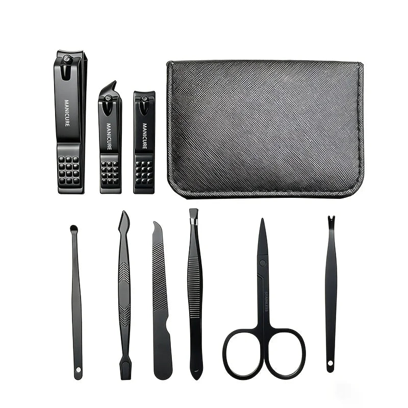 6/9 Pcs Portable Nail Clipper Multi Kit with Cuticle Trimmer Toenail Scissors Ear Nail File Tweezers Suitable for Travel Home