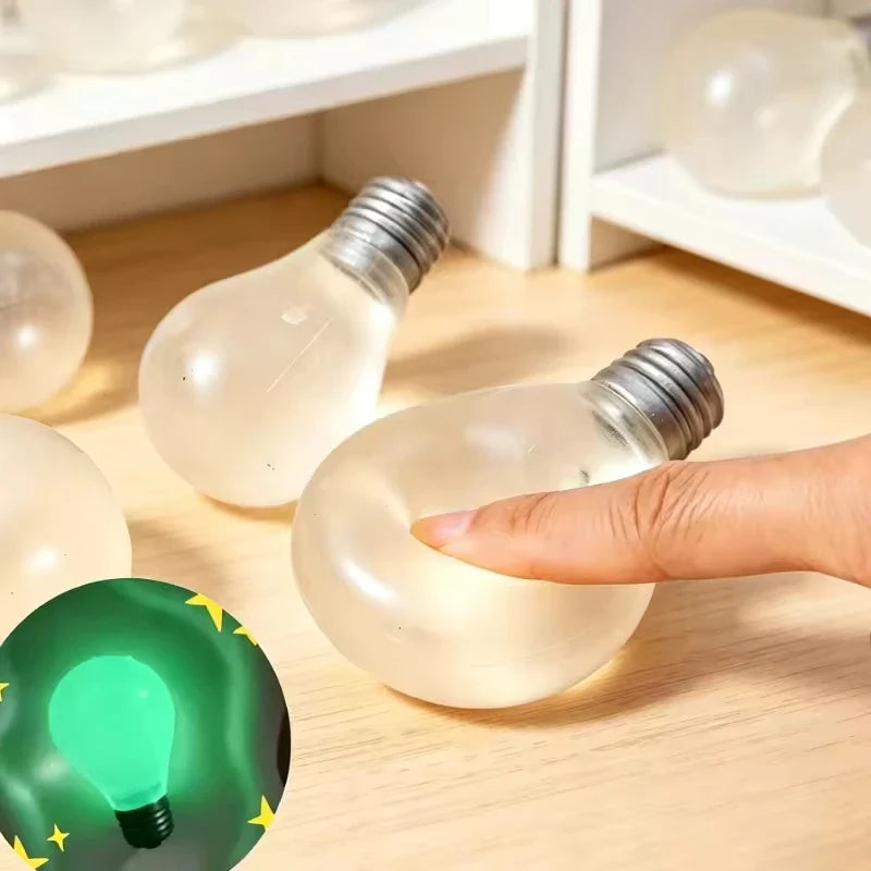 1~6Pcs Squishy Light Bulb Maltose Luminous Squeeze Toy Slow Rebound Sensory Fidget Toy Anxiety Relief Funny Decompression Gift