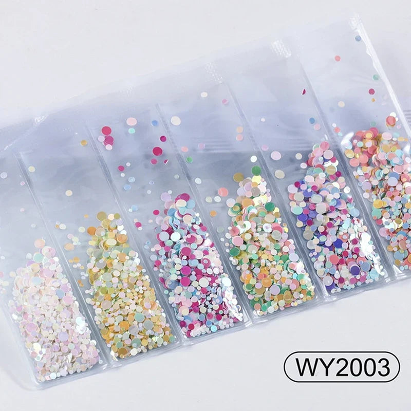 6 Grids/Bag Nail Chunky Glitter Flakes Colorful Nail Art Decals Sequins For Nail Art Slices Mxied Cosmetic Holo Glitter Tips