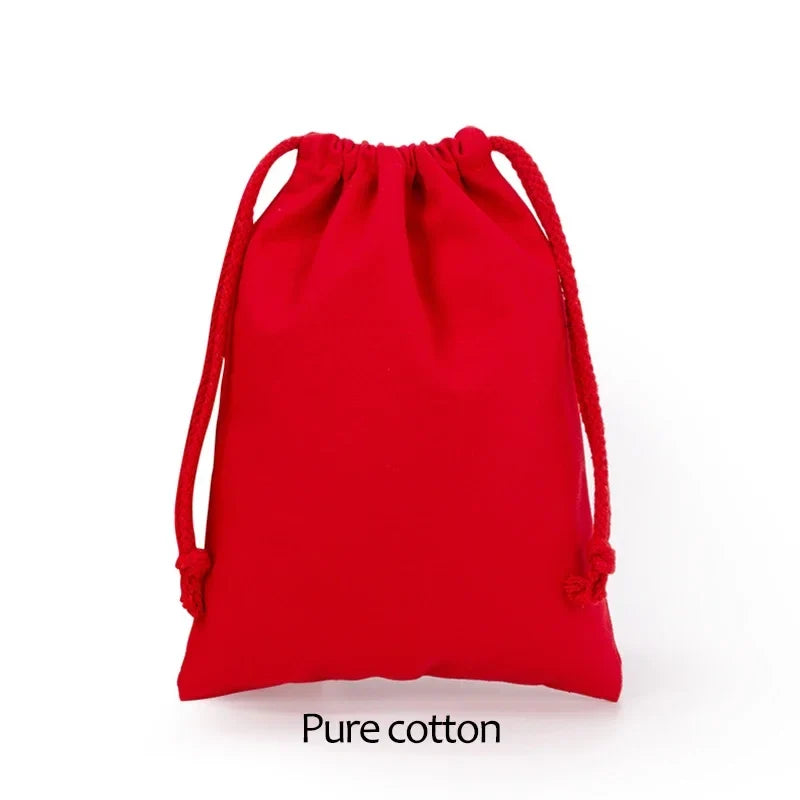 Cotton Cloth Gift Packaging Bag Drawstring Storage Bags White Canvas Bags for Candy Reusable Pouch Home Sundries Organize Sacks
