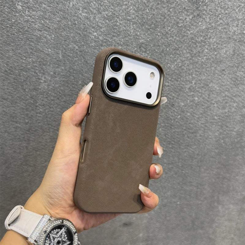 Magnetic Flannel Fabric for Magsafe Phone Case For iPhone 18Pro Max 17 16 15 Pro 13 14 Wireless Charging Alloy Lens Bumper Cover