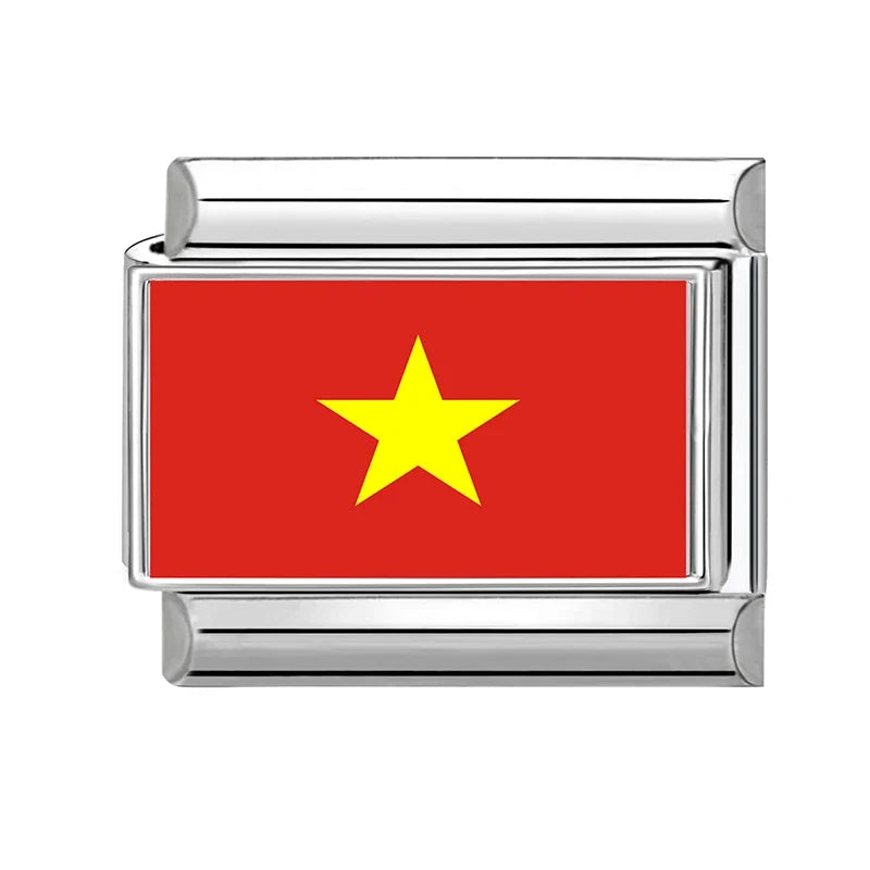 2025New Colorful World National Flag Photo Italian Charm Link Fit 9mm Women Men Bracelet Stainless Steel Jewelry Making Bead DIY