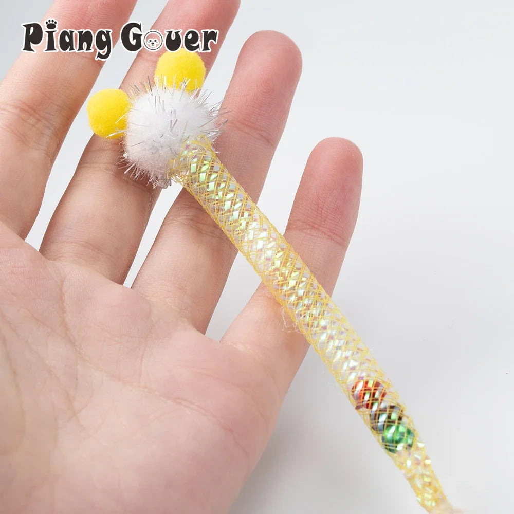5pcs Plush Ball Feather Cat Toy Simulated Tube Worm Feather Pet Toys