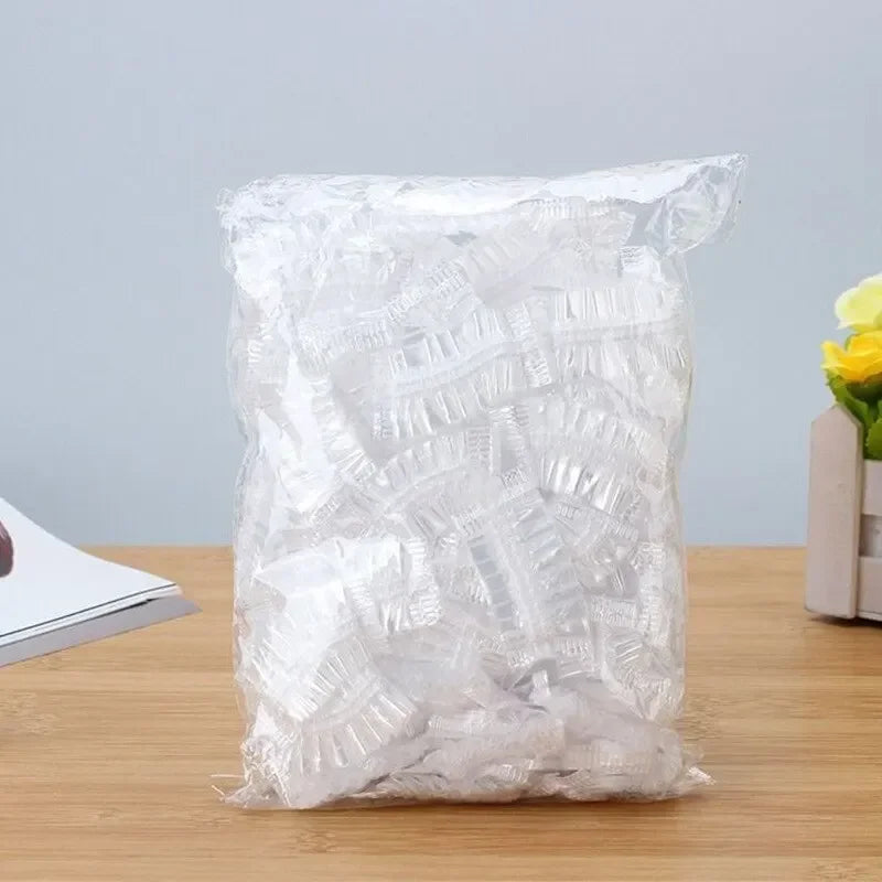 100PCS Disposable Waterproof Ear Covers for Hair Dye, Transparent Elastic Earmuffs Protective Plastic Wrap for Shower Salon