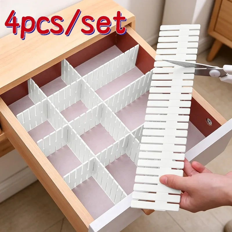 4pcs/set Adjustable Divider Adjustable Drawer Organizer Setting Underwear Socks Sundries Drawer Organizer Home Cabinet Organizer