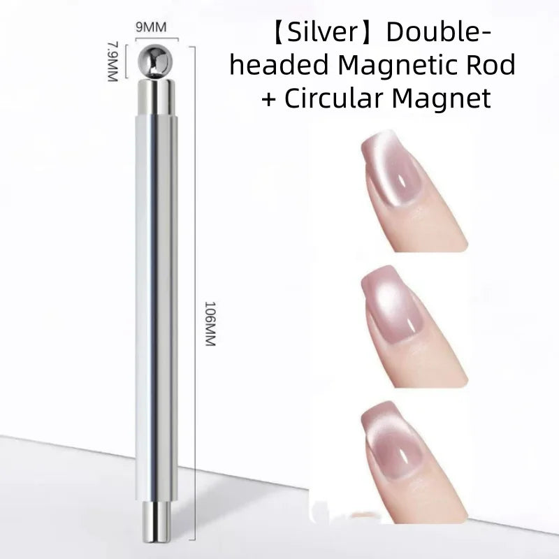Nail Art Nail Magnetic Stick Cat Eye Magnetic Ball Aluminum Handle Cylindrical UV Gel Magnet Tools Double End Nail Design Tools