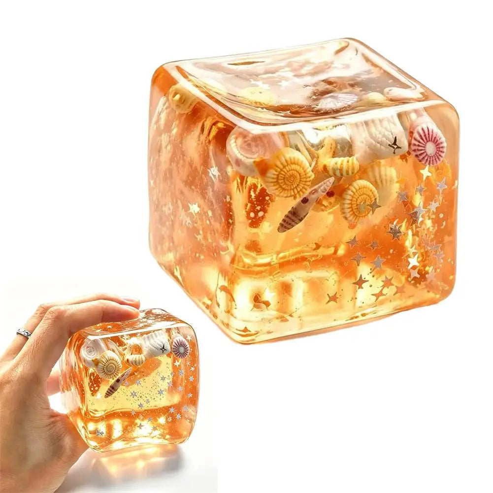 Ocean Shells Squishy Stress Balls Fidget Toy Super Soft Transparent Star Maltose Cubes Squeeze Fidget Toy Adult Stress Relief