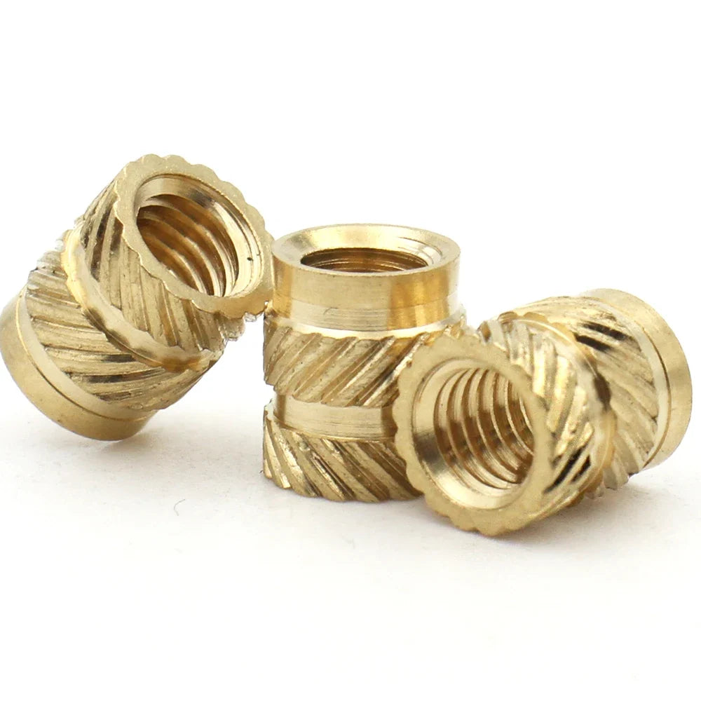 10/15/20/40/50/100pcs M1 M1.2 M1.4 M2 M2.5 M3 M4 M5 M6 M8 Thread Knurled Brass Heat Insert Nut Copper Embedment Embed Parts Nuts