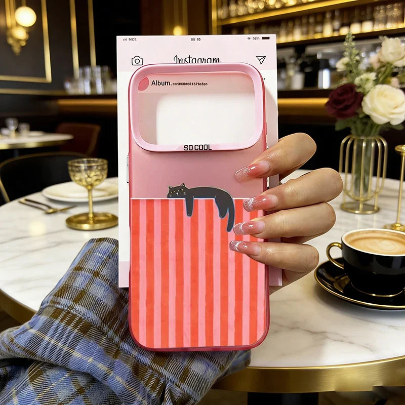 Simple Cute Green And White Plaid Animal Phone Case For iPhone 17 Air 16 15 14 Plus 13 12 18 Pro Max Laser Shockproof Cover Capa