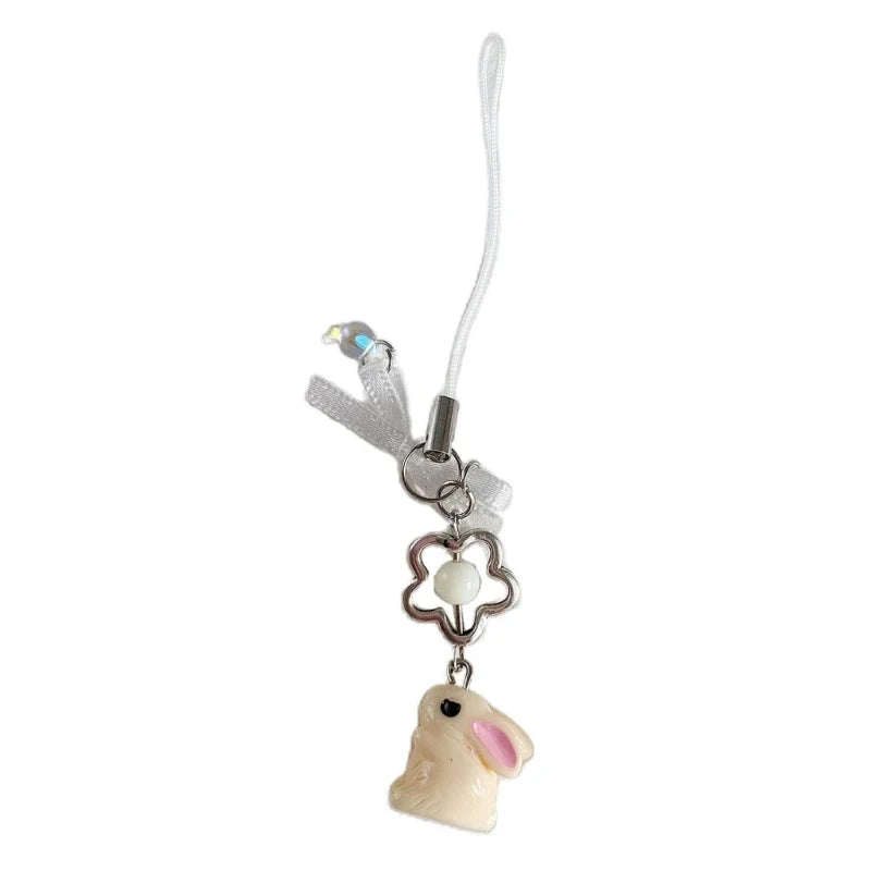 Phone Charm Strap Keychain Kawaii-Cute Crystal Jellyfish Pendant  Phone Chain Bowknot Phone Charm Keycord for  iPhone Camera Bag