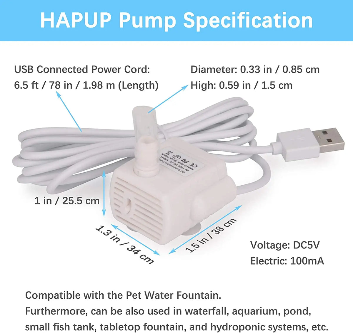 Pet Cat Water Pump Fountain Anti-dry Burning Motor Replacement for Cat Flowers Drinking Bowl Water Dispenser Pet Products