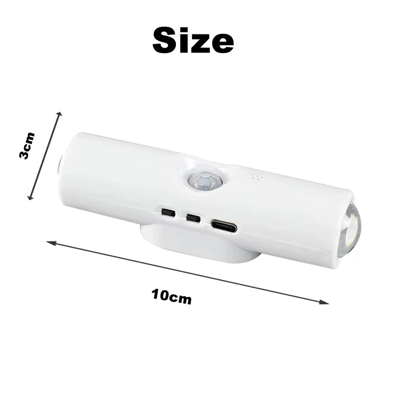 LED Motion Sensor Night Light, USB-C Rechargeable Adjustable Wall Light, Wireless Stick-On Lamp for Bedroom Hallway Closet
