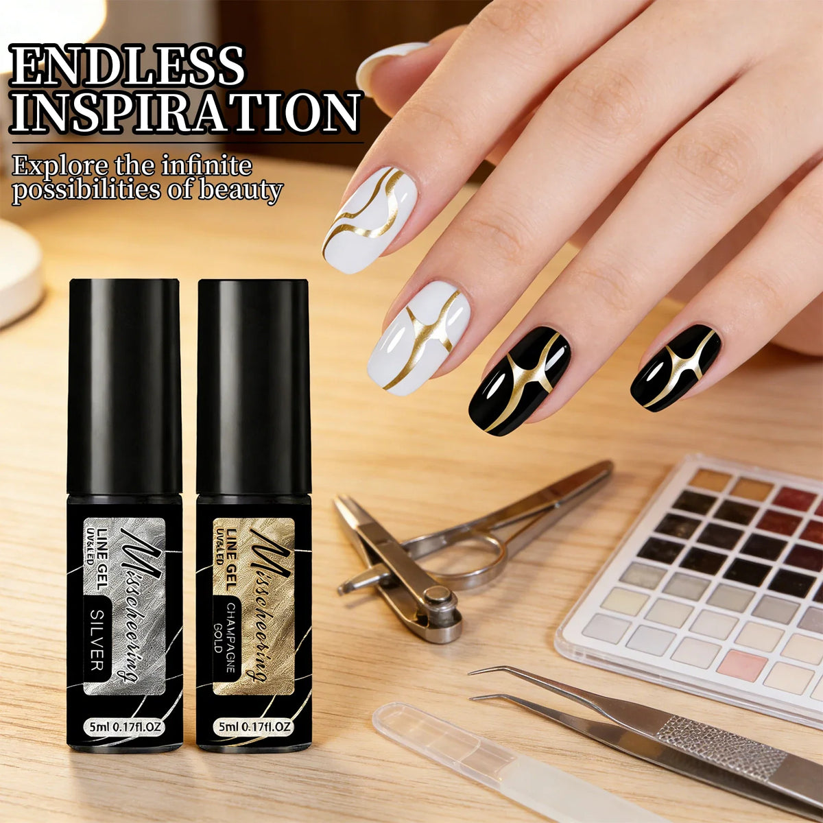1/2/3pcs Super Bright Mirror Pull Line Graffiti Painting Stripe Gel Nail Polish 5ml Metallic Liner Gel Semi-Permanent Nail Art