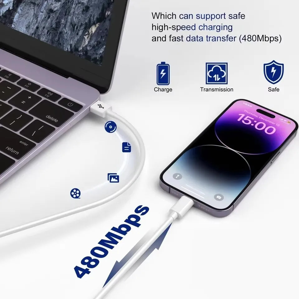 PD 30W Fast Charging USB-C Cable for iPhone 11/12/13 Mini/14 pro Max/X/XR/XS Max/7/8 Plus/SE 2020 Rapid Charge Phone Data Cord
