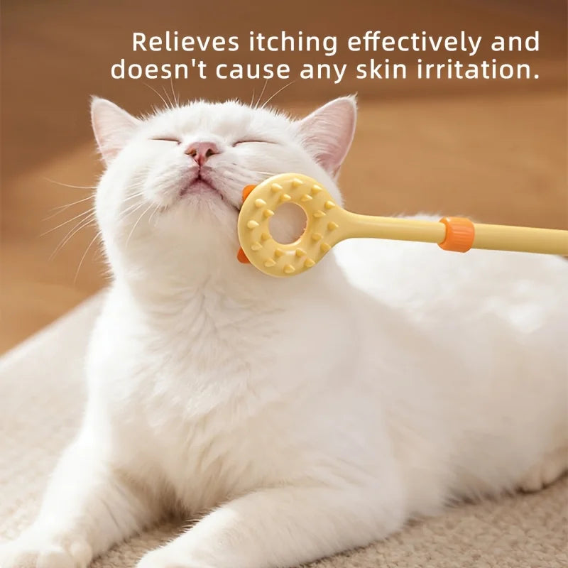 2 in 1 Retractable Cat Tickler Double Sided Massager Cat Teaser Wand Interactive Kitten Grooming Toy Relieve Itching Pet Play