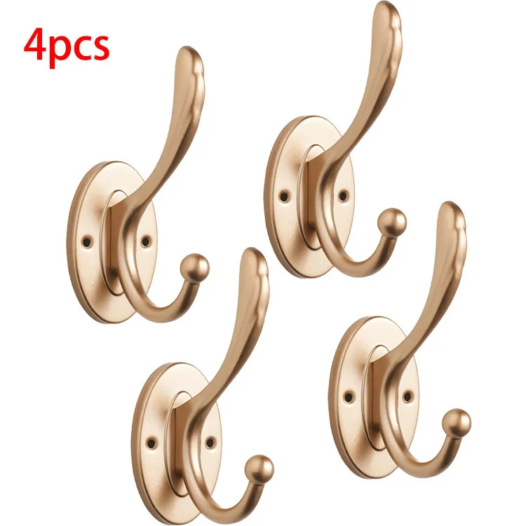 2/4pcs metal wall hooks, wall-mounted aluminum material hooks - Easy to install, adhesive type, suitable for clothes, hats.