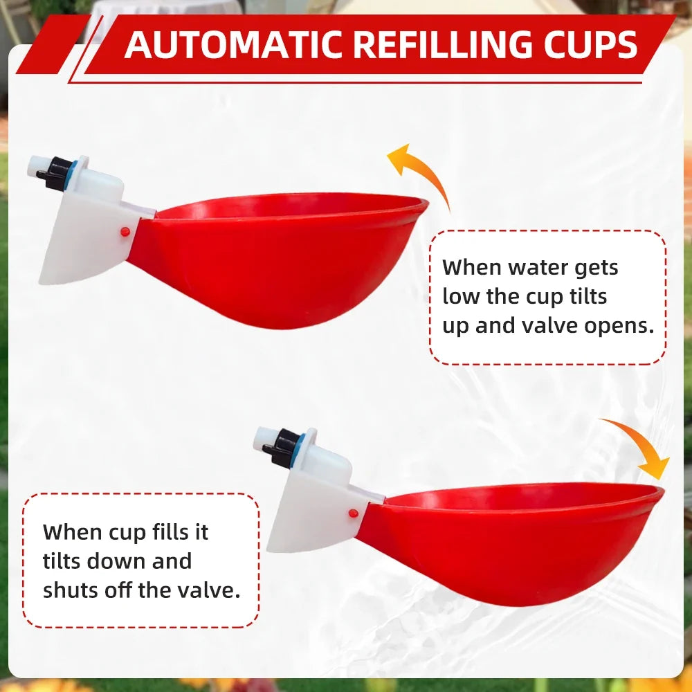 5-20Pcs Automatic Chicken Duck Drinking Cup Drinker Larger Chicken Feeder Plastic Poultry Farm Water Dispenser Quail Supply