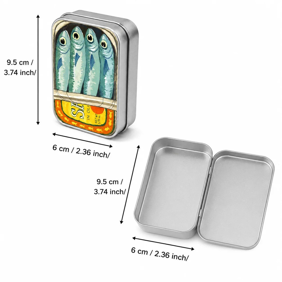 Cute Retro Fish Cat Mini Metal Tin Box, Portable Storage Case for Earbuds Jewelry Pills Coins Travel Desk Gift