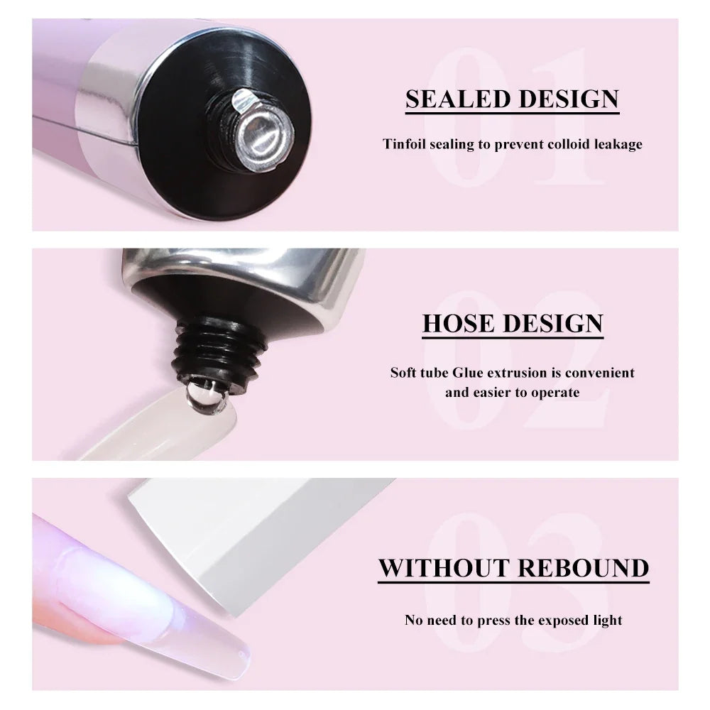 LIMEGIRL 30g Solid Nail Tips Gel UV LED Strong Gel Nail Glue Nail DIY Rhinestone Gem Decoration Sticky Nail Fake Glue