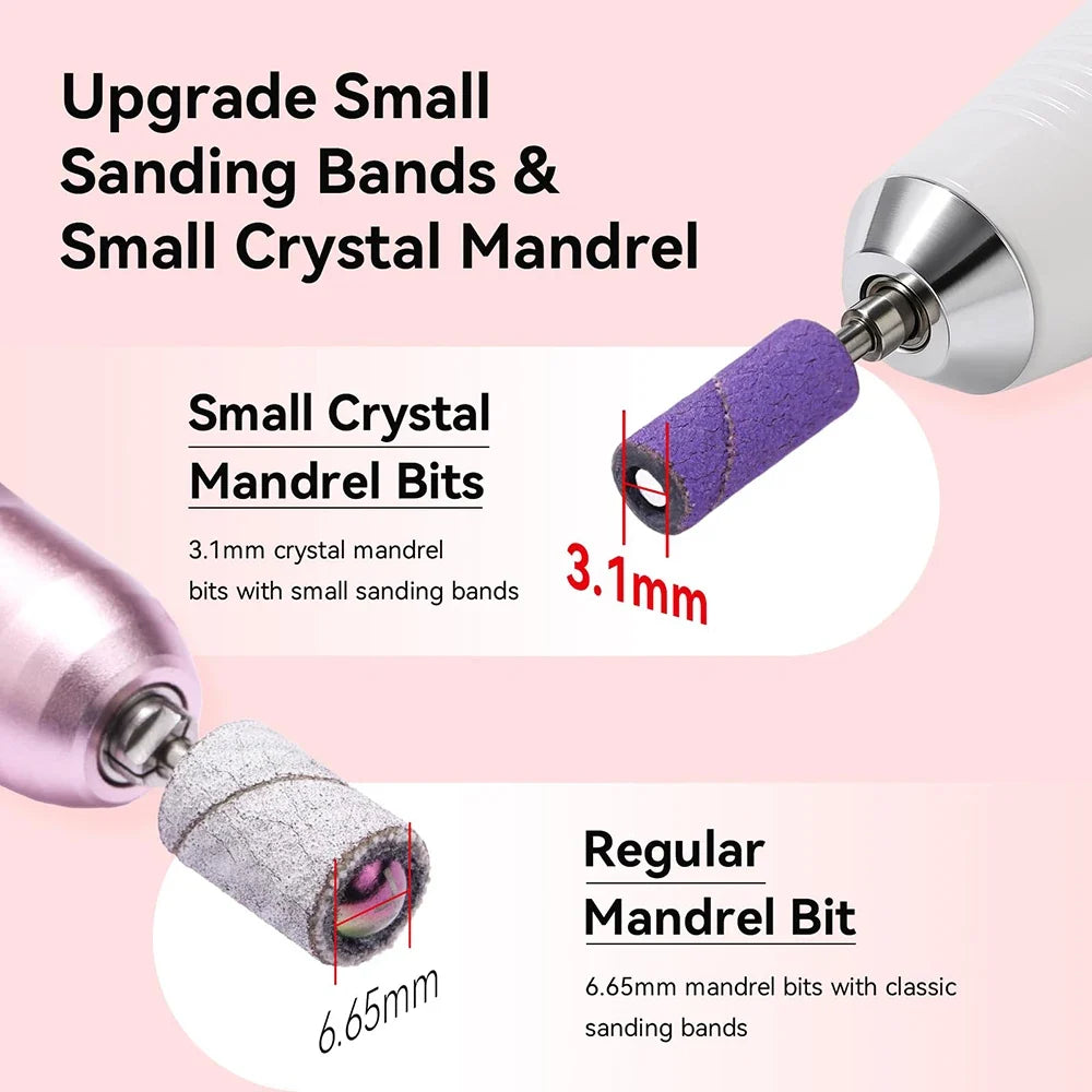 100pcs 3mm Nail Sanding Bands-80/120/180/240 Grit Mini Nail Drill Bit Electric Nail File Accessory Polishing Manicure Tool