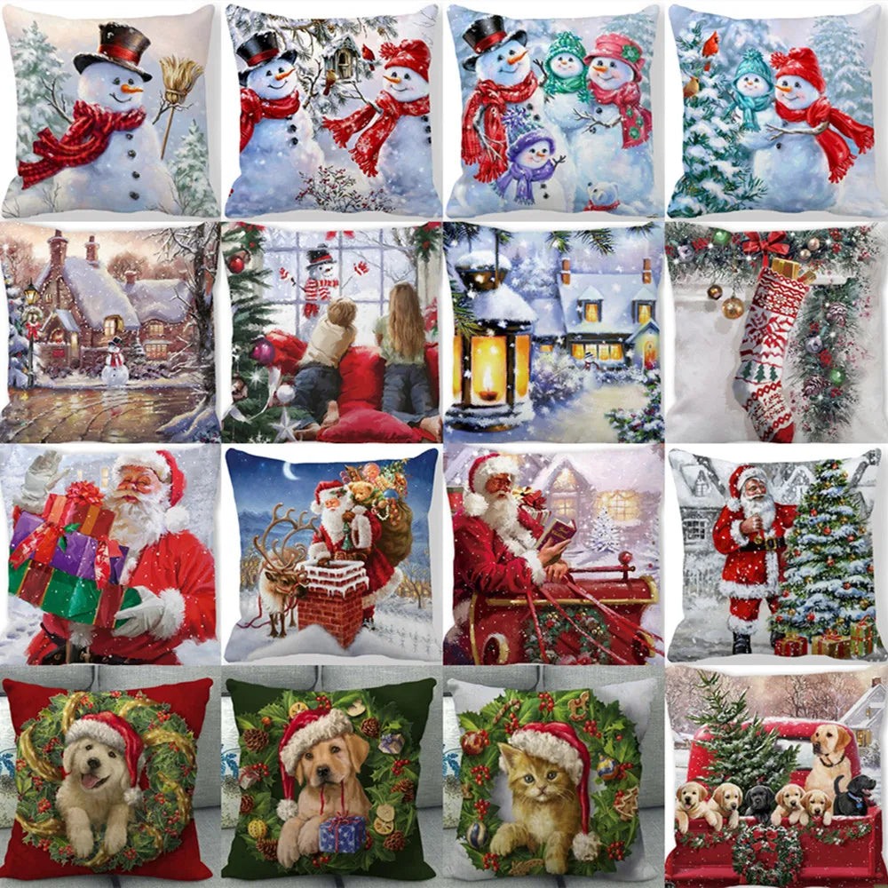Merry Christmas Decorations for Home Xmas Cushion Cover Christmas Ornament Pillowcase Natal Navidad 2022 New Year Gifts 45x45cm