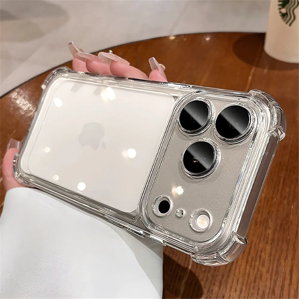 Luxury Electroplate Shockproof Transparent Phone Case For iPhone 18 17 16 15 14 13 12 Pro Max Plus Clear Bumper Back Cases Cover