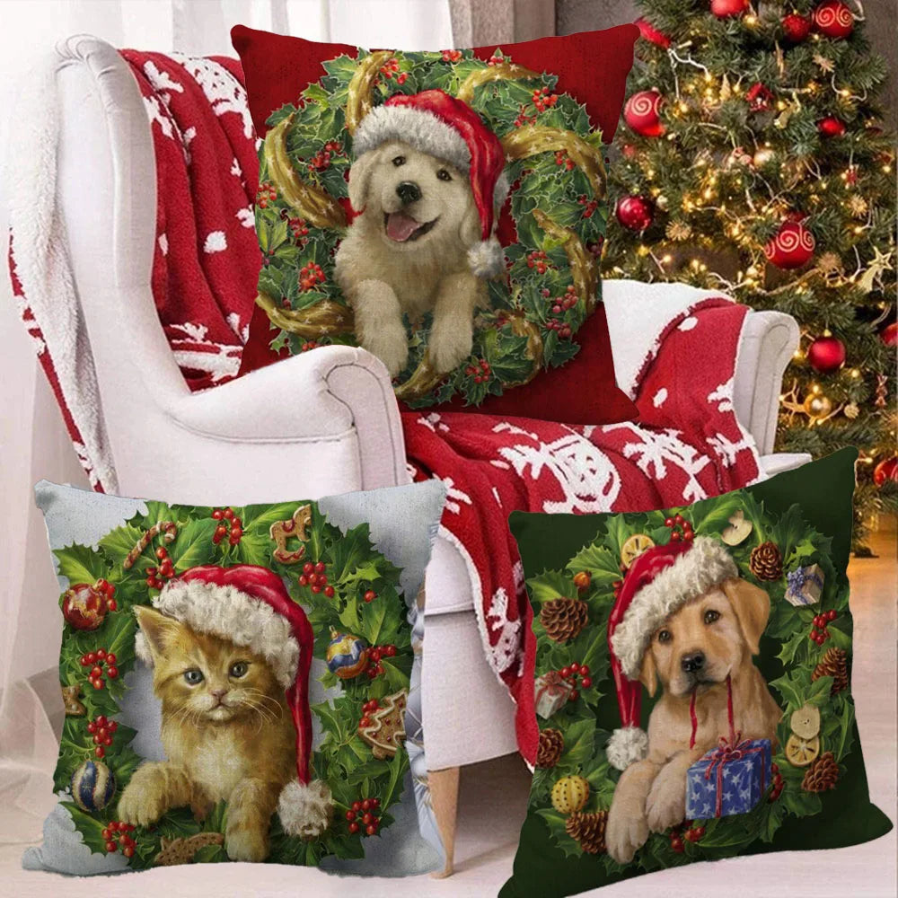 Merry Christmas Decorations for Home Xmas Cushion Cover Christmas Ornament Pillowcase Natal Navidad 2022 New Year Gifts 45x45cm