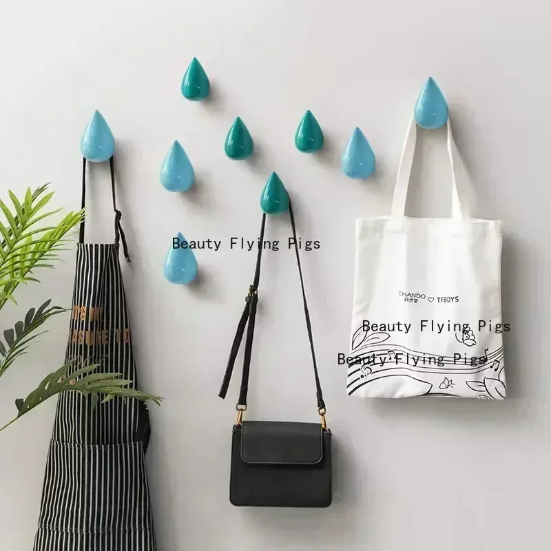1pc Resin Water Droplet Hook Wall Water Droplet Hook Fitting Room Coat Hook Wall Decor Home Accessories Drilling Installation