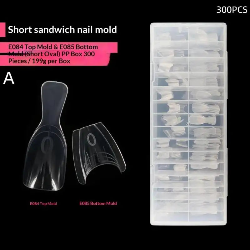 ·New60/240/300 Pcs Sandwich Nail Forms 15 Size Oval Extension Dual Form No Paper Forms Needed For Easy Nail Extensions·