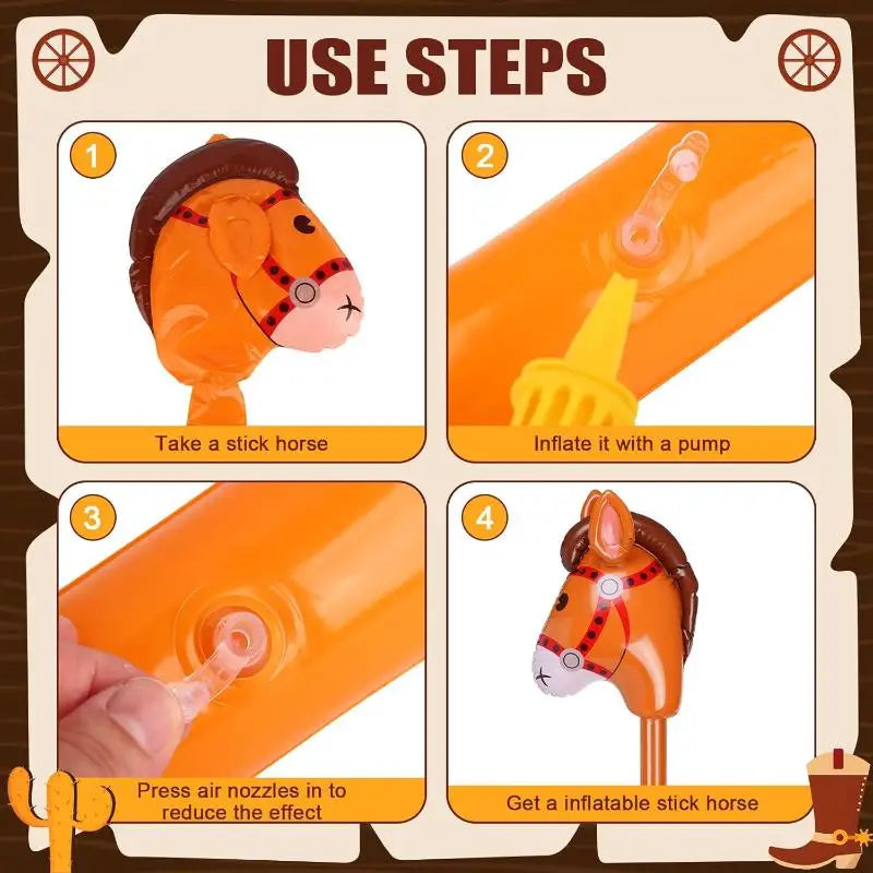 1Pcs Inflatable Horse Head Balloon Blow Up Pony Stick Toy Halloween Party Supplies Inflatable Stick Children's Toys