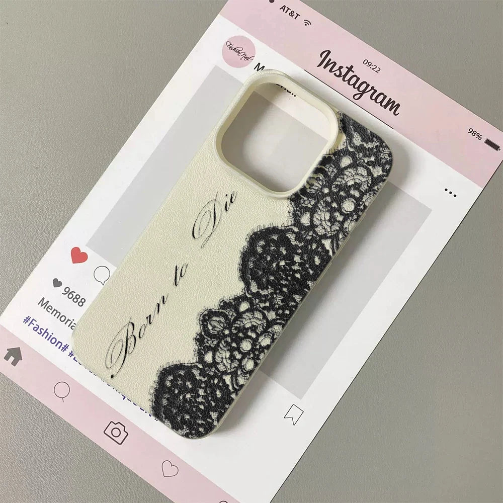 Shockproof Lace Phone Case for iPhone 17 16 15 14 13 12 11 Plus Pro Max Luxury Floral Print Phone Cover Funda Capa Coque