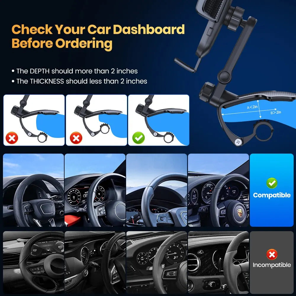 TOPK Car Phone Holder for Dashboard [Multi-Angles&Stable] Adjustable Cell Car Phone Mount Anti-slip Silicone Clip for Smartphone