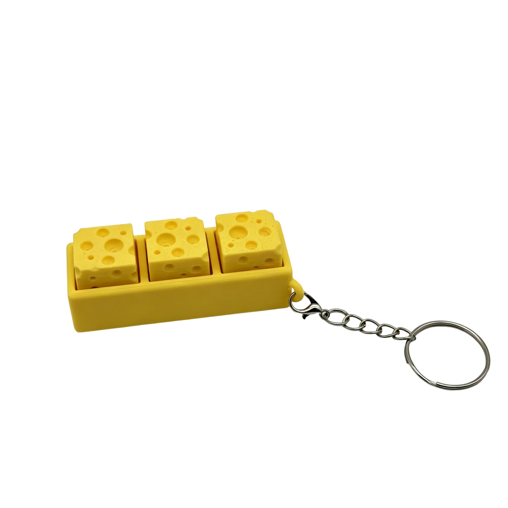 Five Buttons Ceative 3D Printing Keycap Key Ring Funny Cheese Fidget Stress Relief Keyring Bag Pendants Christmas Gift