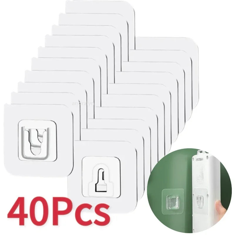 Double Sided Adhesive Wall Hooks Hanger Strong Transparent Suction Cup Storage Socket Hooks Bathroom Kitchen Bedroom Hook Kit