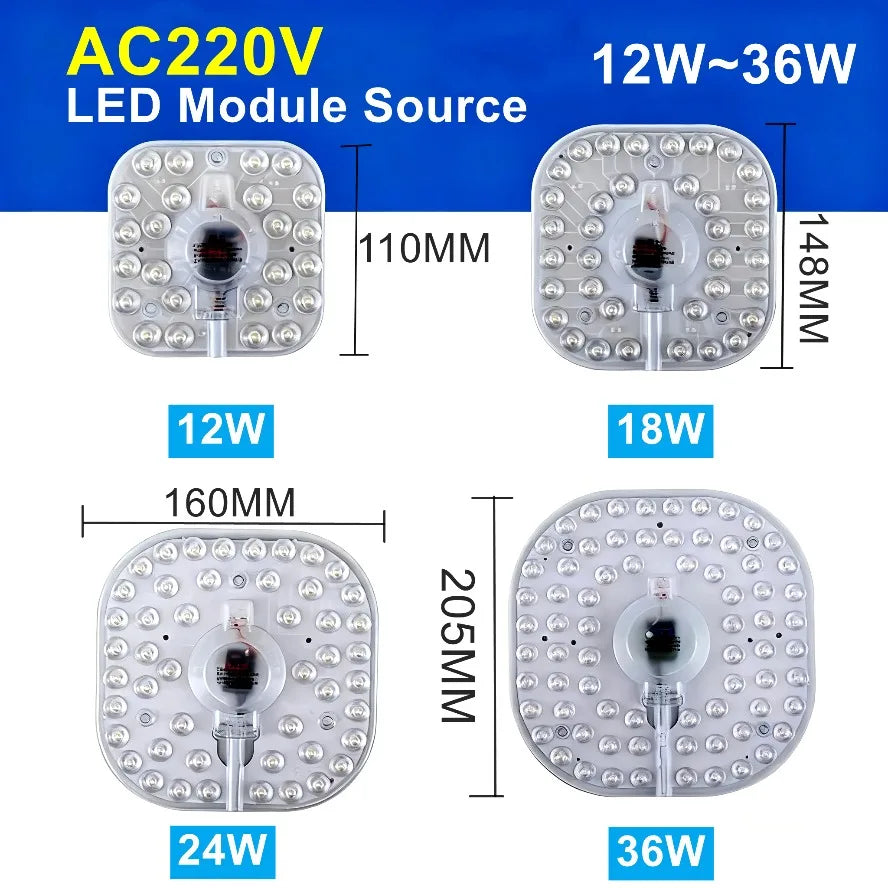 High Brightness Ring PANEL Square LED Module Source Ceiling 36W 24W 18W 12W LED Light AC220V Square Ceiling Board with Magnet